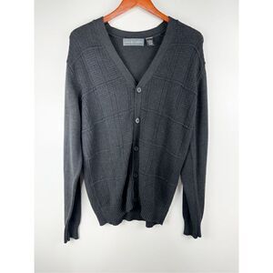 Oscar De La Renta Men's Cotton Blend Boyfriend Cardigan Sweater Gray Large